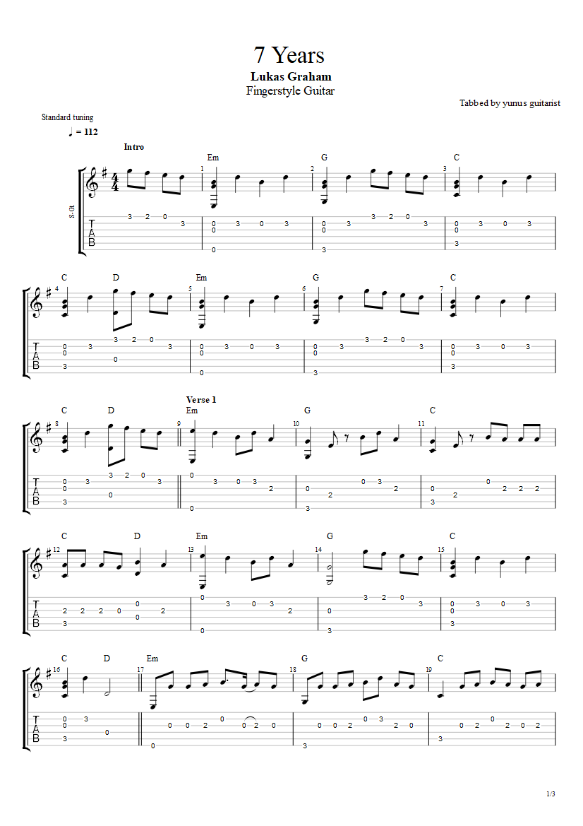 7 Years – Lukas Graham (PDF)